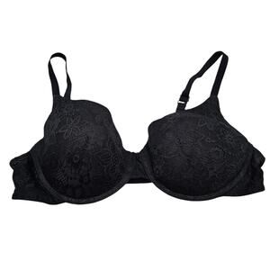 No Boundaries Womens Sz 40D Classic T Shirt Bra Black Lace Overlay